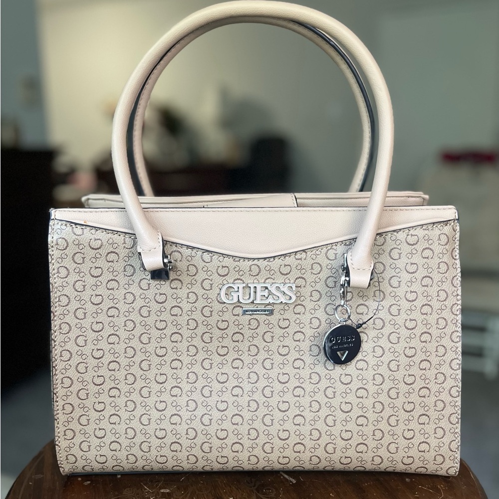 Guess Cream Satchel with Elegant Design and Versatile Style